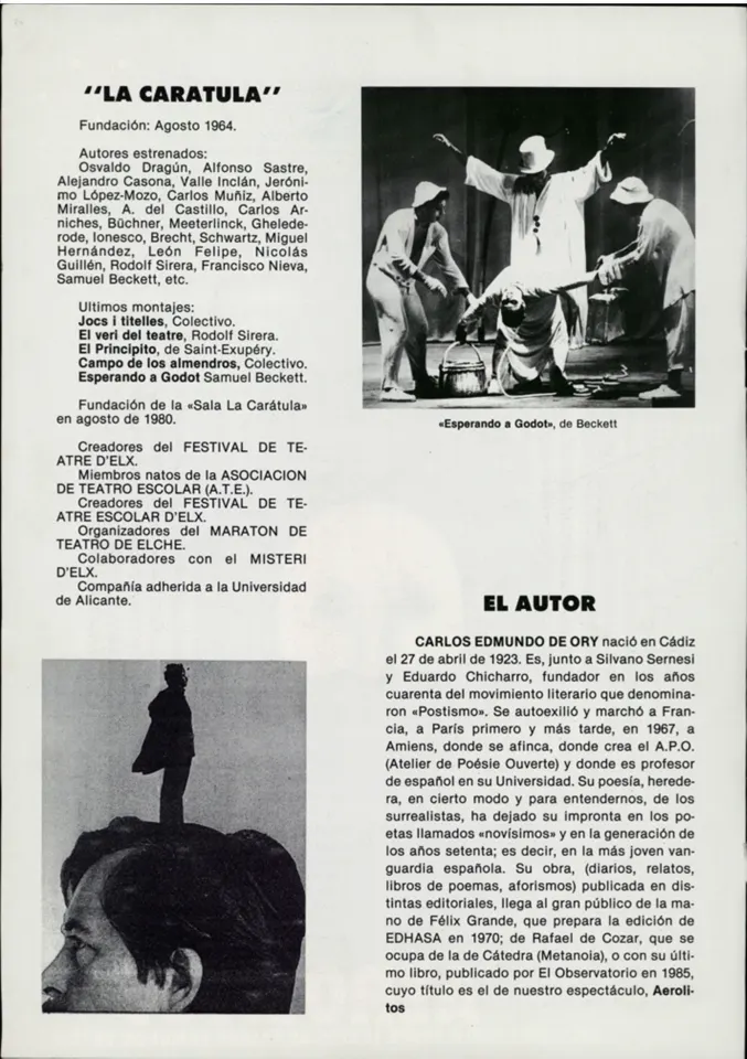 Programa — La Carátula y Carlos Edmundo de Ory